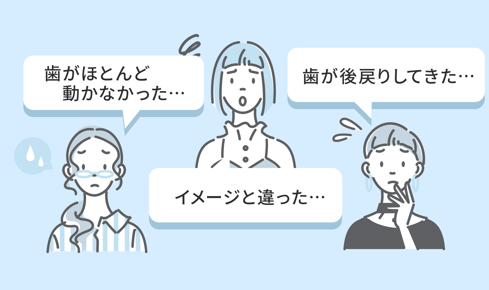 歯がほとんど動かなかった…、イメージと違った…、歯が後戻りしてきた…